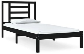 3104317 vidaXL Cadru de pat single, negru, 90x190 cm, lemn masiv de pin