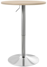 HOMCOM Masă de bar rotundă masă înaltă bucătărie reglabilă în înălțime 69-91 cm blat pivotant la 360° natural și gri | Aosom Romania
