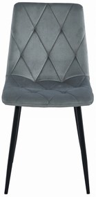 PROMO Scaun de dining din catifea gri LIBRA cu picioare negre II. calitate