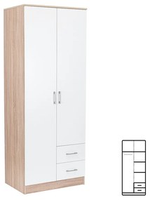 Dulap Miami 80x205 cm alb-stejar sonoma