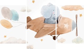 Tablou - Acuarelă elefant într-un avion (90x60 cm)