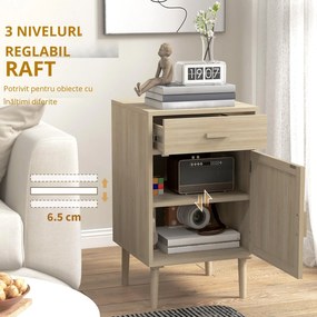HOMCOM Set de 2 Mese Noptiera, Mese Laterale din Ratan cu Sertar | Aosom Romania