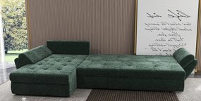 Colțar extensibil dumonde cu ladă de depozitare si sezut confortabil din spuma high-density, Loana XL Euphoria Verde II 335x185 cm