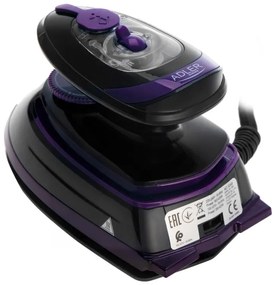 Fier de ca lcat cu abur de calatorie Adler AD 5049, 420 W, 30 ml, Placa ceramica, Abur/uscat, Negru/Violet