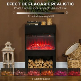 HOMCOM Șemineu electric cu efect de flacără colorată, 1000W/2000W și telecomandă | Aosom Romania