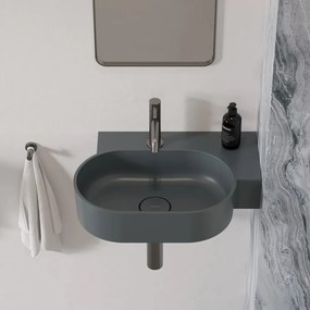 Lavoar suspendat Omnires Ovo M+ finisaj gri cenusa mat 55.5 cm dreapta