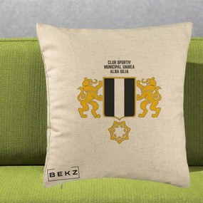 Perna Personalizata CSM Unirea Alba Iulia Fotbal, 40x40 cm, Bej, Husa Detasabila, Perna Inclusa, BEKZ®