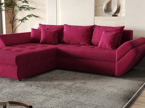 Colțar extensibil dumonde cu ladă de depozitare si sezut confortabil din spuma high-density, Loana Zoom Red 270x185 cm