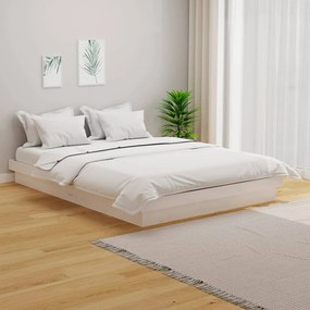 819913 vidaXL Cadru de pat King Size, alb, 150x200 cm, lemn masiv