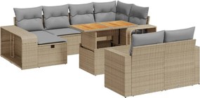 vidaXL Set canapele de grădină cu perne, 11 piese, bej, poliratan