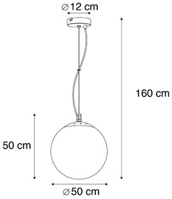 Lampă suspendată scandinavă din sticlă opalescentă 50 cm - Ball 50