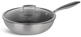 Tigaie Wok Edenberg EB-7537, Otel 18/10, Profesional, Acoperire cu 3 straturi Eterna, Inox