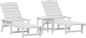 vidaXL Șezlong 3 pcs Alb Polietilenă