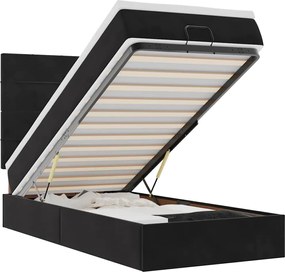 vidaXL Cadru de pat otoman cu saltele, catifea neagră 100x200cm