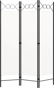 vidaXL Paravan de cameră cu 3 panouri, alb, 120 x 180 cm