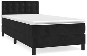 3141517 vidaXL Pat box spring cu saltea, negru, 90x190 cm, catifea