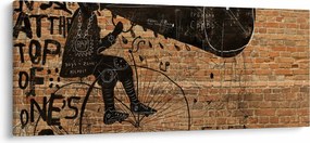 Tablou - Barbat cu biciclete stil Bansky (120x50 cm)