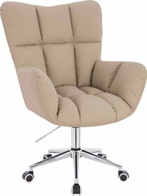 HR650K Scaun Crem Piele Ecologica Premium Soft cu Bază Cromata