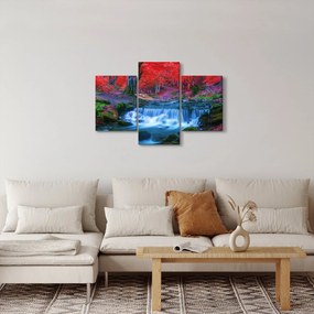 Tablou - Cascada în pădurea roșie (90x60 cm)