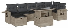 3274992 vidaXL Set mobilier de grădină cu perne, 8 piese gri deschis poliratan