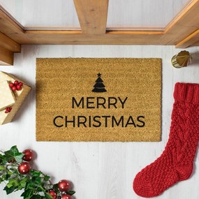 Covoraș de intrare din fibre de nucă de cocos 40x60 cm cu model de Crăciun Merry Christmas – Artsy Doormats