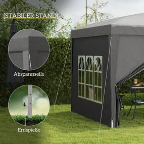 Outsunny Foișor de Grădină Impermeabil, cu Panouri Laterale Pliabile din Oțel și Acoperiș, 2,95x2,95x2,58 m, Gri | Aosom Romania
