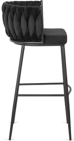 JAKS Scaun de bar Flores velvet negru