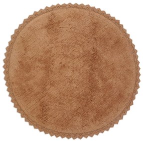 Covor cărămiziu lavabil țesut manual rotund din bumbac ø 110 cm Perla Toffee – Nattiot