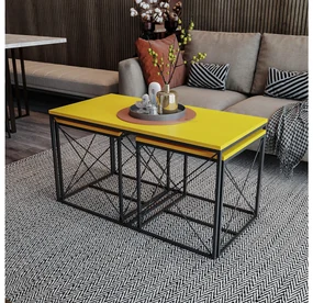 Set 2buc. măsuțe cafea Mekebu 1 (galben + negru). 1093346