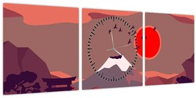 Tablou - Munții Fuji (cu ceas) (90x30 cm)