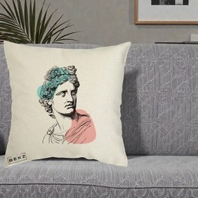 Perna Decorativa Bust Grec Vaporwave, 40x40 cm, Ecru, Husa Detasabila, Perna Inclusa, BEKZ®