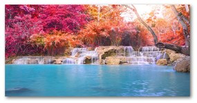 Pictura pe sticlă acrilică Cascada din pădure