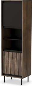 Biblioteca SWING W-1, nuc/negru, PAL laminat/metal, 53x40x179 cm