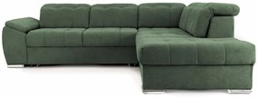 Colțar Extensibil ENZO, cu tetiere, variante stânga/dreapta, 255x220x100 cm, Verde-Enjoy / Stanga
