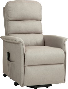 HOMCOM Scaun Electric Rabatabil cu Taburet, Fotoliu Relax cu Telecomandă, Roți și Buzunar, 66x90x96 cm, Bej | Aosom Romania