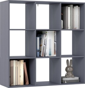 HOMCOM Bibliotecă, etajeră de depozitare în 3 niveluri cu 9 compartimente, pentru living, birou, dormitor, 91x29,5x91cm, gri | Aosom Romania