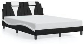 3214013 vidaXL Cadru de pat cu LED, negru și alb, 120x200 cm, piele ecologică