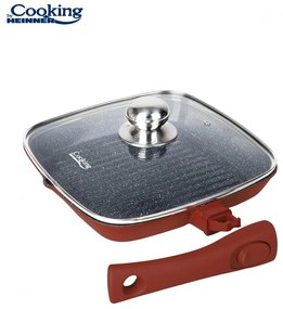 Tigaie Grill Aluminiu Turnat+Capac 24x4 Cm,Calabria, Cooking By Heinner HR-JLG-A24G