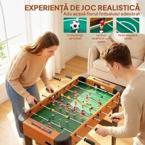 SPORTNOW mini masă de fotbal 92x75x71 cm, 22 jucători, 2 mingi, 8 bare, marcator, maro | Aosom Romania