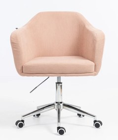 HR832K Scaun Catifea Reiată Premium culoare Roz prăfuit Litchi cu Bază Cromata