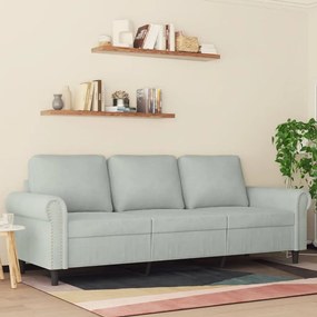 vidaXL Canapea cu 3 locuri, gri deschis, material 180CM catifea