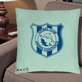 Perna Personalizata FC Unirea Constanta Fotbal, 40x40 cm, Verde Menta, Husa Detasabila, Perna Inclusa, BEKZ®