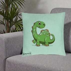 Perna Decorativa Brontosaur Verde Simpatic, 40x40 cm, Verde Menta, Husa Detasabila, Perna Inclusa, BEKZ®
