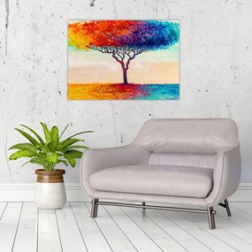 Tablou pe sticlă cu pom pictat (70x50 cm)