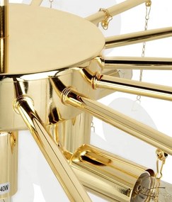 Lustra suspendata metal auriu si sticla SUONO 60