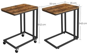 Măsuță laterală mobilă ELDUR, maro/neagră