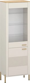 Vitrină, caşmir/stejar de piatră, RUNOL 1D1W