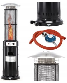 Încălzitor de terasă pe gaz cu regulator și manșon de protecție 1,8 m, negru