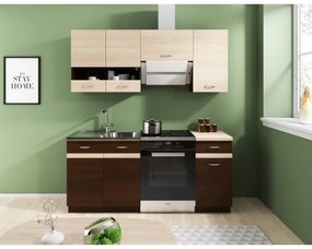 Set mobilier de bucătărie VALERIA 180 cm, stejar sonoma/maro