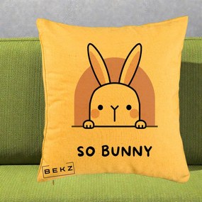 Perna Decorativa So Bunny Kawaii, 40x40 cm, Galben, Husa Detasabila, Perna Inclusa, BEKZ®